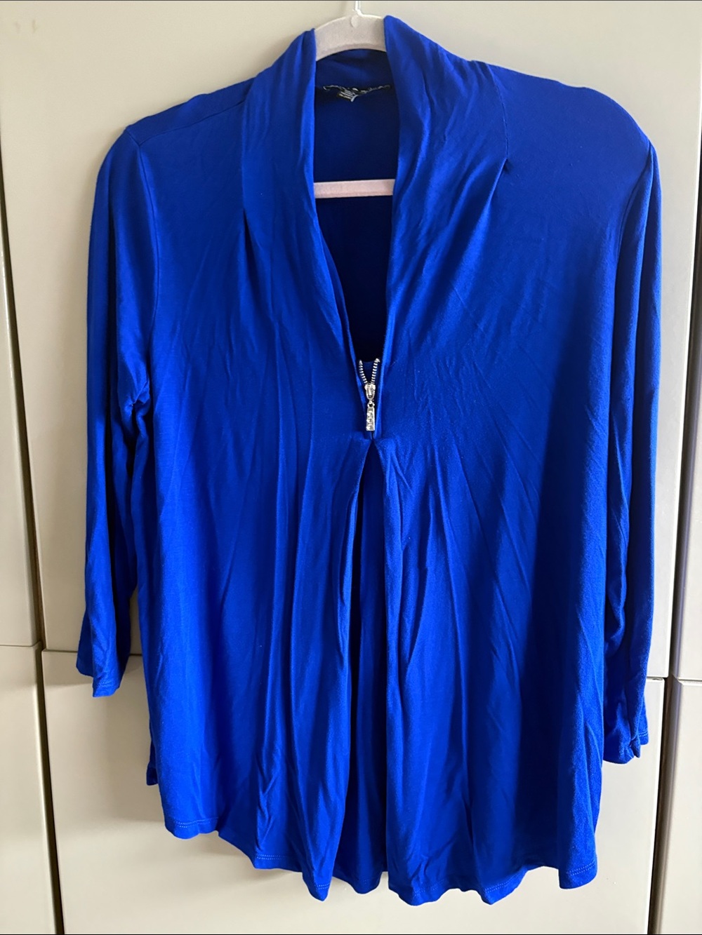 Cable & Gauge Royal Blue Zip-Front Draped Tunic